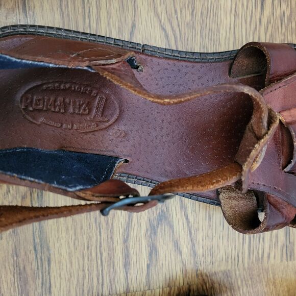 Roma NZ Mens Genuine Leather Sandals US10  UK8 Hollow Out Weave Buckle Casual - Picture 5 of 10